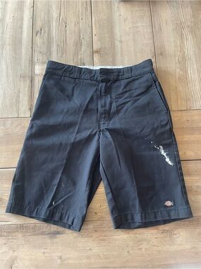 Distressed Dickies Black Men’s Flat Front Work Shorts